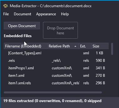 Preview of embedded files